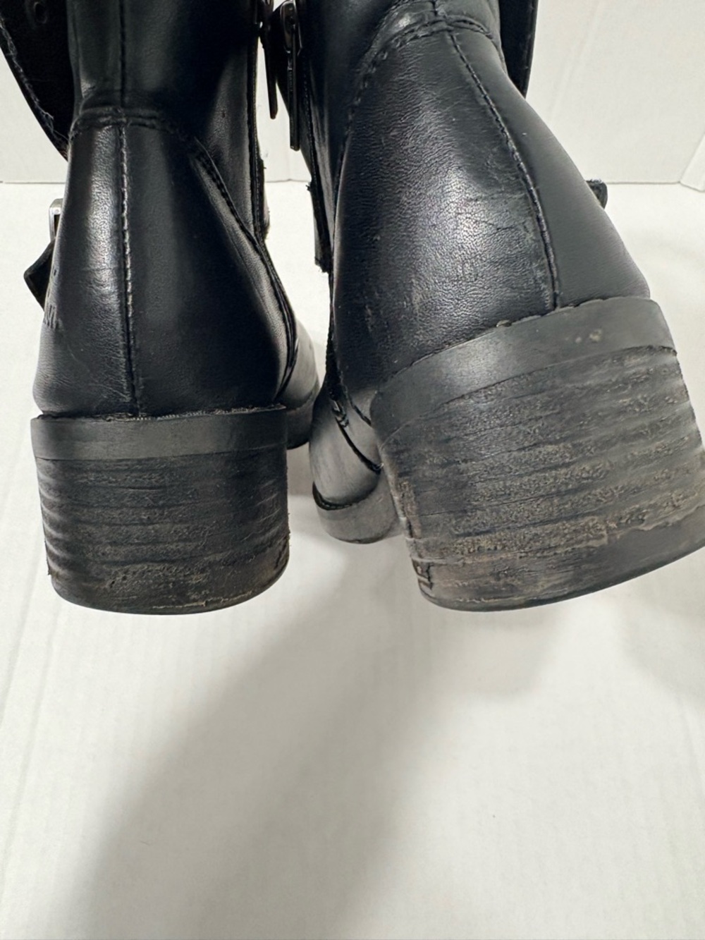 Harley-Davidson Black Leather Buckle Ankle Booties w Side Zip. 7.5 M - Picture 8 of 12